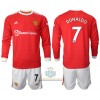 Maglia da Calcio a Maniche Lunghe Manchester United Cristiano Ronaldo 7 Casa 2021-22 per Bambino